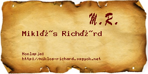 Miklós Richárd névjegykártya